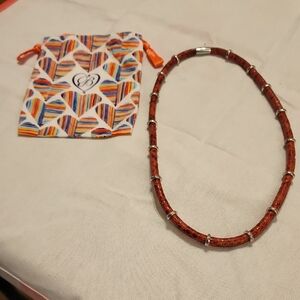 Brighton Woodstock Snakeskin Necklace/Bracelet, Silver Accents, Brighton Bag